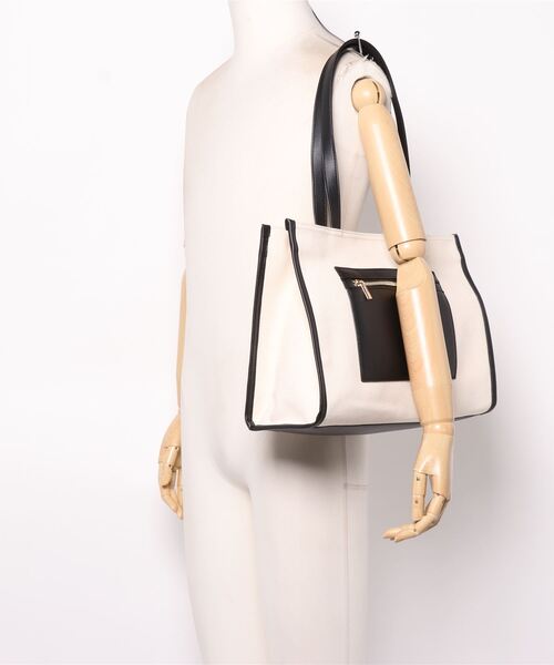 Te chichi TERRASSE（テチチテラス）の「キャンバス合皮コンビトートバッグ（トートバッグ・レディース・ブラウン/ブラック・ﾌﾘ-）」の6枚目の写真