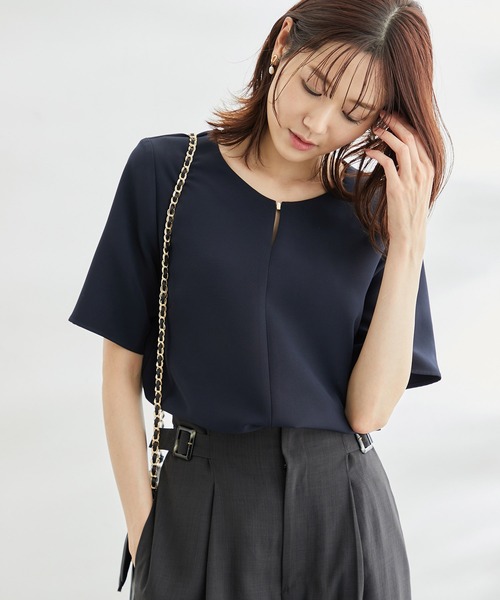 ROPE' PICNIC（ロペピクニック）の「【360°ウルトラストレッチ】セットアップ対応/フロントホックハーフスリーブブラウス（シャツ/ブラウス・レディース・ホワイト/ブラック/ネイビー/ブルー/ライトグリーン/イエロー系その他3・40/38）」の11枚目の写真