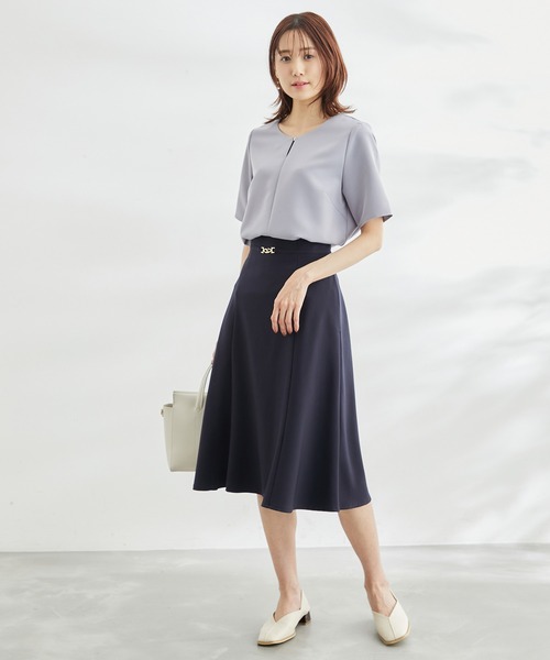 ROPE' PICNIC（ロペピクニック）の「【360°ウルトラストレッチ】セットアップ対応/フロントホックハーフスリーブブラウス（シャツ/ブラウス・レディース・ホワイト/ブラック/ネイビー/ブルー/ライトグリーン/イエロー系その他3・40/38）」の13枚目の写真