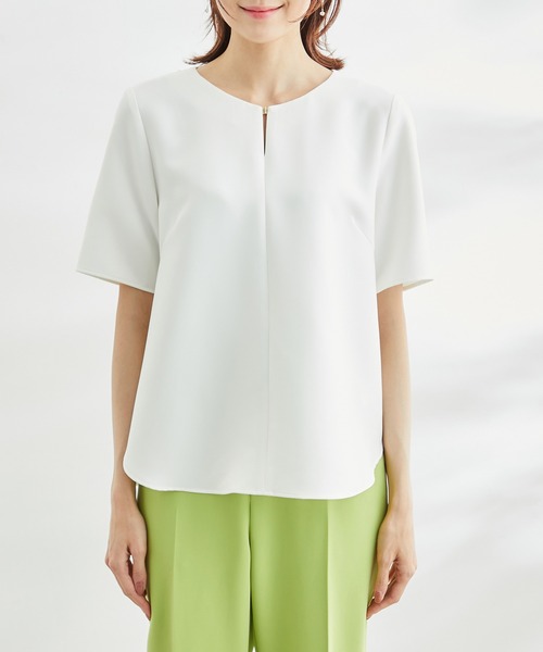 ROPE' PICNIC（ロペピクニック）の「【360°ウルトラストレッチ】セットアップ対応/フロントホックハーフスリーブブラウス（シャツ/ブラウス・レディース・ホワイト/ブラック/ネイビー/ブルー/ライトグリーン/イエロー系その他3・40/38）」の15枚目の写真