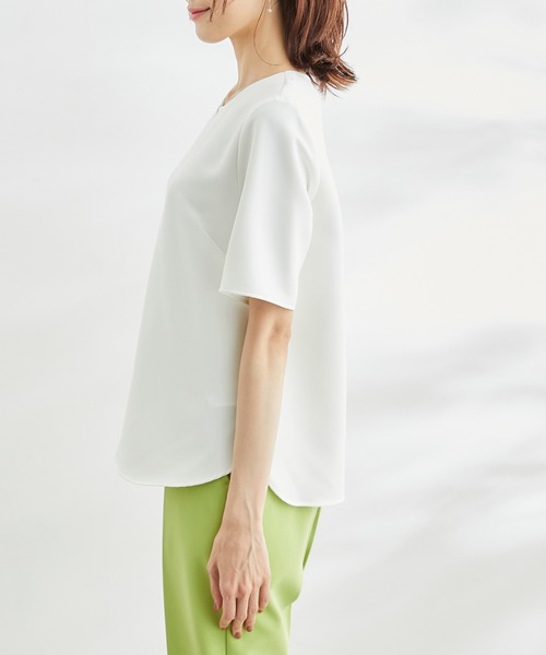 ROPE' PICNIC（ロペピクニック）の「【360°ウルトラストレッチ】セットアップ対応/フロントホックハーフスリーブブラウス（シャツ/ブラウス・レディース・ホワイト/ブラック/ネイビー/ブルー/ライトグリーン/イエロー系その他3・40/38）」の16枚目の写真