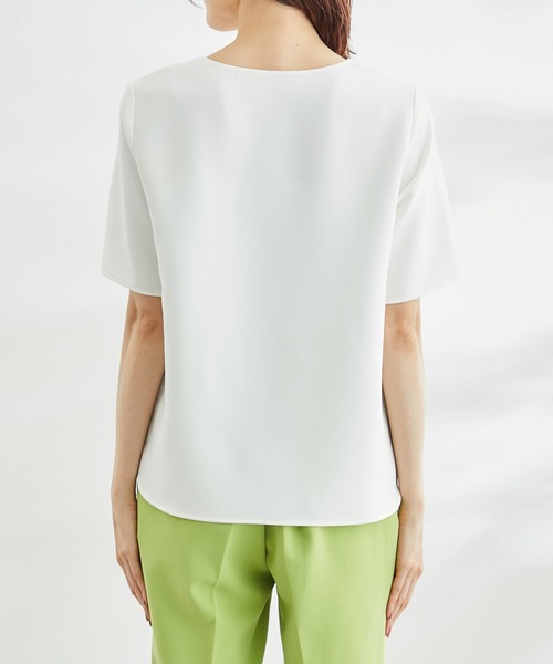 ROPE' PICNIC（ロペピクニック）の「【360°ウルトラストレッチ】セットアップ対応/フロントホックハーフスリーブブラウス（シャツ/ブラウス・レディース・ホワイト/ブラック/ネイビー/ブルー/ライトグリーン/イエロー系その他3・40/38）」の17枚目の写真