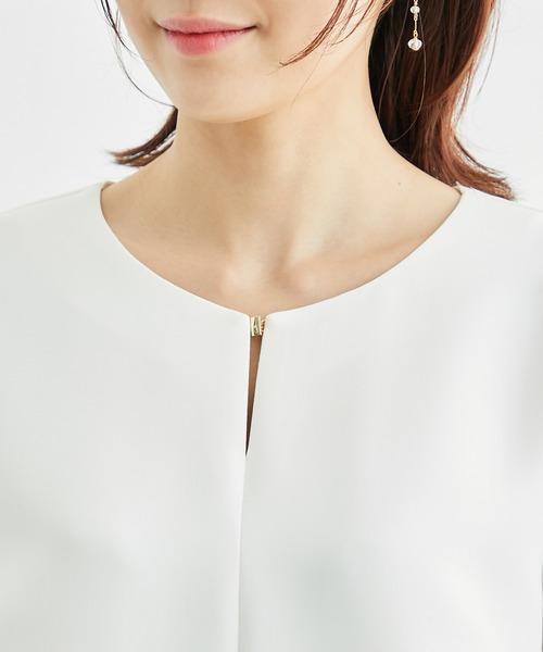 ROPE' PICNIC（ロペピクニック）の「【360°ウルトラストレッチ】セットアップ対応/フロントホックハーフスリーブブラウス（シャツ/ブラウス・レディース・ホワイト/ブラック/ネイビー/ブルー/ライトグリーン/イエロー系その他3・40/38）」の18枚目の写真