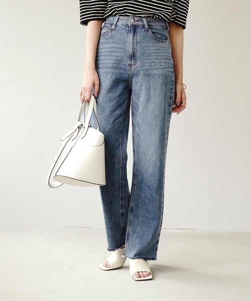 IAMUSE(アイアミューズ)の「【IAMUSE】ハイウエストデニムパンツ S0675(デニムパンツ・レディース・グレー/ライトブルー/オフホワイト/ブルー・S/M)」の1枚目の写真