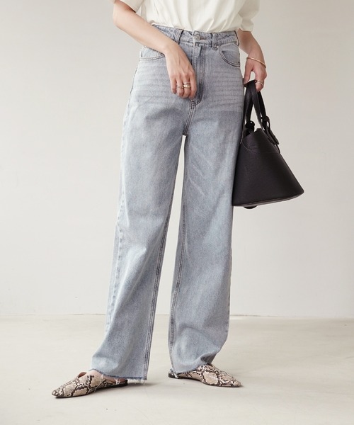 IAMUSE(アイアミューズ)の「【IAMUSE】ハイウエストデニムパンツ S0675(デニムパンツ・レディース・グレー/ライトブルー/オフホワイト/ブルー・S/M)」の4枚目の写真