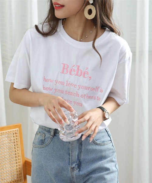 MAISON DE THERESE(メゾン ド テレーズ)の「ロゴ刺繍クルーネックTシャツ(Tシャツ/カットソー・レディース・ブラック/グレー/ホワイト・FREE)」の3枚目の写真