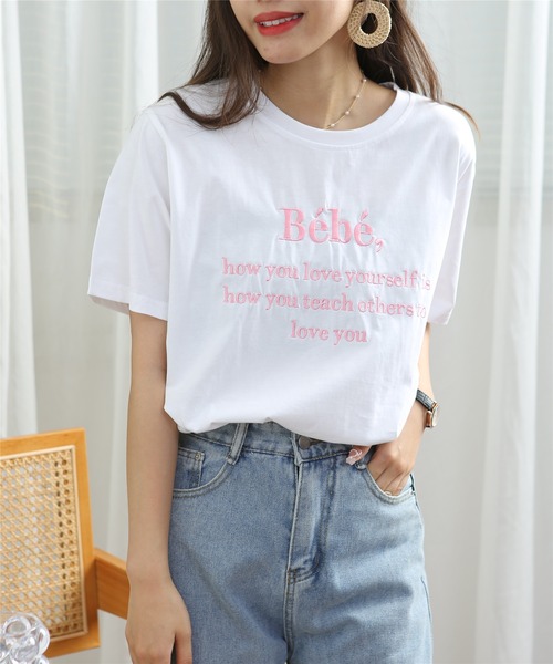 MAISON DE THERESE(メゾン ド テレーズ)の「ロゴ刺繍クルーネックTシャツ(Tシャツ/カットソー・レディース・ブラック/グレー/ホワイト・FREE)」の7枚目の写真