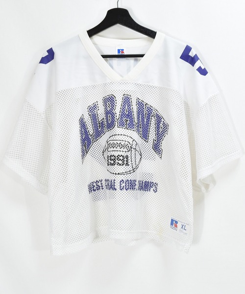 RUSSELL(ラッセル)の「【ヴィンテージ古着】RUSSELL / ラッセル ALBANY フットボール メッシュTシャツ USA製(Tシャツ/カットソー・メンズ・ホワイト・X-LARGE)」の1枚目の写真