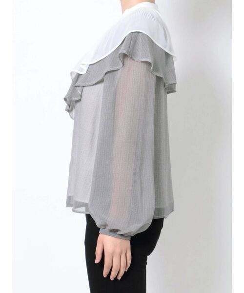 MERCURYDUO（マーキュリーデュオ）の「付け襟ヘリンボーンプリントブラウス（シャツ/ブラウス・レディース・アイボリー/ブラック・FREE）」の14枚目の写真