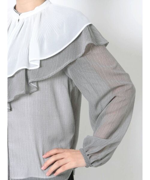 MERCURYDUO（マーキュリーデュオ）の「付け襟ヘリンボーンプリントブラウス（シャツ/ブラウス・レディース・アイボリー/ブラック・FREE）」の18枚目の写真