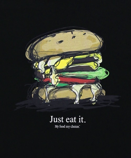 DOUBLE CHEESEBURGER(ダブルチーズバーガー)の「ダブルチーズバーガー Tシャツ -Just eat it- / DOUBLE CHEESEBURGER T-Shirt -Just eat it-(Tシャツ/カットソー・レディース・ホワイト/ブラック・FREE)」の4枚目の写真