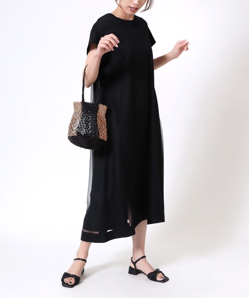 Jines(ジネス)の「マクラメ編み配色トートバッグ(かごバッグ・レディース・ブラック×ゴールド・FREE)」の12枚目の写真