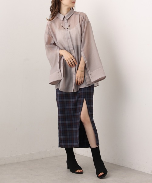 one after another NICE CLAUP（ワンアフターアナザーナイスクラップ）の「ベルトセット スリットタイトスカート（スカート・レディース・ネイビー系/グレー系その他/ライトブラウン/ブラック・SMALL/MEDIUM）」の20枚目の写真