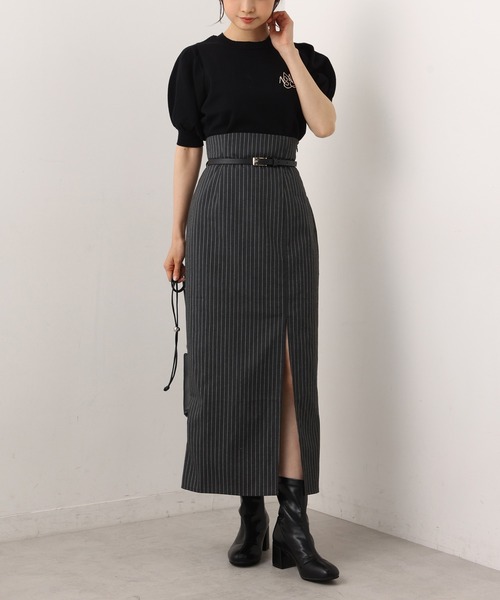one after another NICE CLAUP（ワンアフターアナザーナイスクラップ）の「ベルトセット スリットタイトスカート（スカート・レディース・ネイビー系/グレー系その他/ライトブラウン/ブラック・SMALL/MEDIUM）」の13枚目の写真