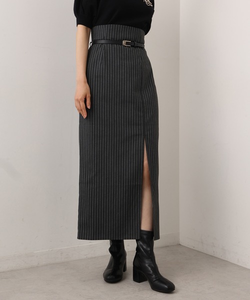 one after another NICE CLAUP（ワンアフターアナザーナイスクラップ）の「ベルトセット スリットタイトスカート（スカート・レディース・ネイビー系/グレー系その他/ライトブラウン/ブラック・SMALL/MEDIUM）」の16枚目の写真