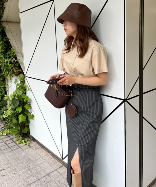 one after another NICE CLAUP（ワンアフターアナザーナイスクラップ）の「ベルトセット スリットタイトスカート（スカート・レディース・ネイビー系/グレー系その他/ライトブラウン/ブラック・SMALL/MEDIUM）」の12枚目の写真