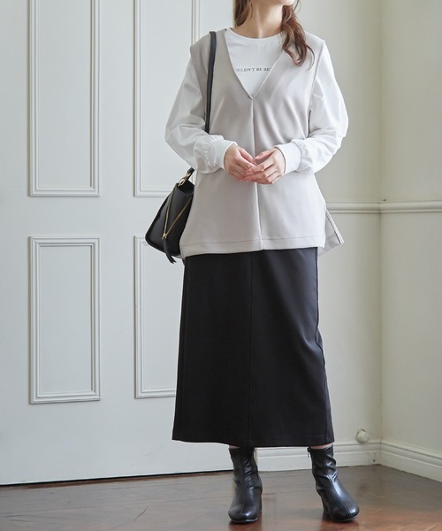 Honeys（ハニーズ）の「ナロータイトスカート（スカート・レディース・ブラック/ライム/グレイッシュベージュ/ブルー・L/LL/S/M）」の5枚目の写真