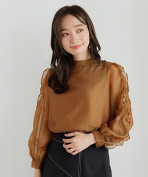 シャイニーシアーフリルブラウス