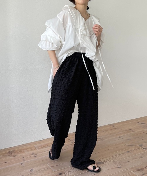 wee9s（ウィークス）の「（ぜひセットで着て欲しい）non non iron pants / アイロン不要なウエストゴムポケット付きパンツ（その他パンツ・レディース・ピンク/ホワイト/ブラック/スカイブルー・FREE）」の17枚目の写真