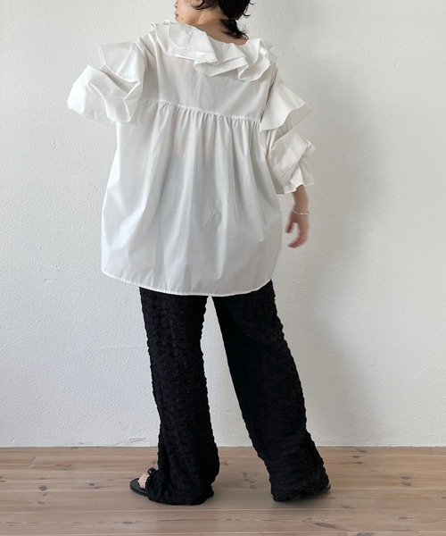 wee9s（ウィークス）の「（ぜひセットで着て欲しい）non non iron pants / アイロン不要なウエストゴムポケット付きパンツ（その他パンツ・レディース・ピンク/ホワイト/ブラック/スカイブルー・FREE）」の5枚目の写真