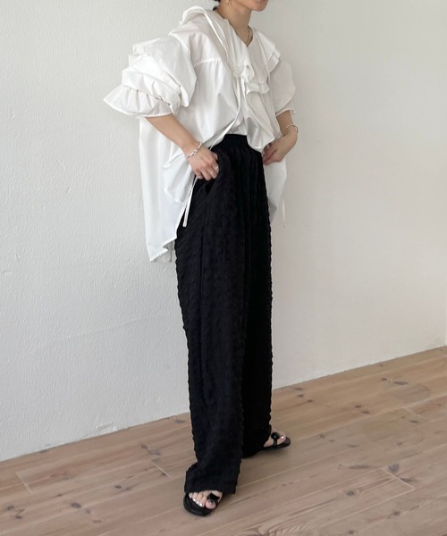 wee9s（ウィークス）の「（ぜひセットで着て欲しい）non non iron pants / アイロン不要なウエストゴムポケット付きパンツ（その他パンツ・レディース・ピンク/ホワイト/ブラック/スカイブルー・FREE）」の13枚目の写真