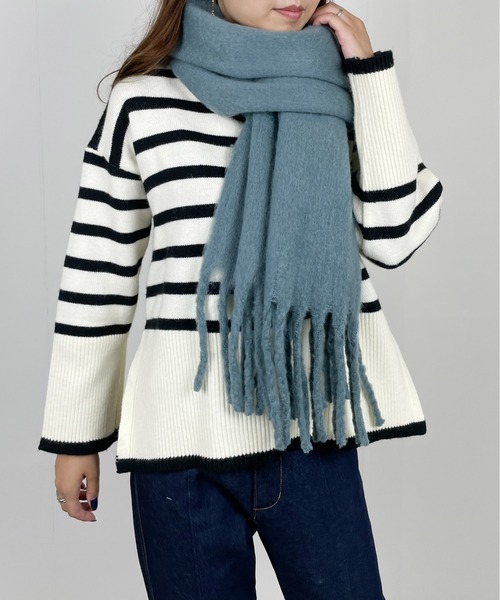 StyleSea（スタイルシー）の「ベーシックボリュームマフラー（マフラー・レディース・アイボリー/ピンクベージュ/ライトベージュ/ブルー/ライトカーキ/ブラウン/ブラック/ミント・MEDIUM）」の18枚目の写真