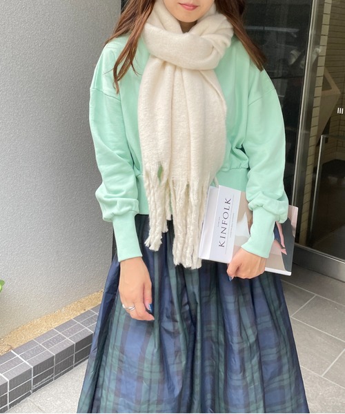 StyleSea（スタイルシー）の「ベーシックボリュームマフラー（マフラー・レディース・アイボリー/ピンクベージュ/ライトベージュ/ブルー/ライトカーキ/ブラウン/ブラック/ミント・MEDIUM）」の13枚目の写真