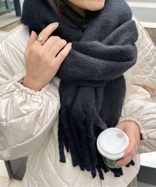 StyleSea（スタイルシー）の「ベーシックボリュームマフラー（マフラー・レディース・アイボリー/ピンクベージュ/ライトベージュ/ブルー/ライトカーキ/ブラウン/ブラック/ミント・MEDIUM）」の19枚目の写真