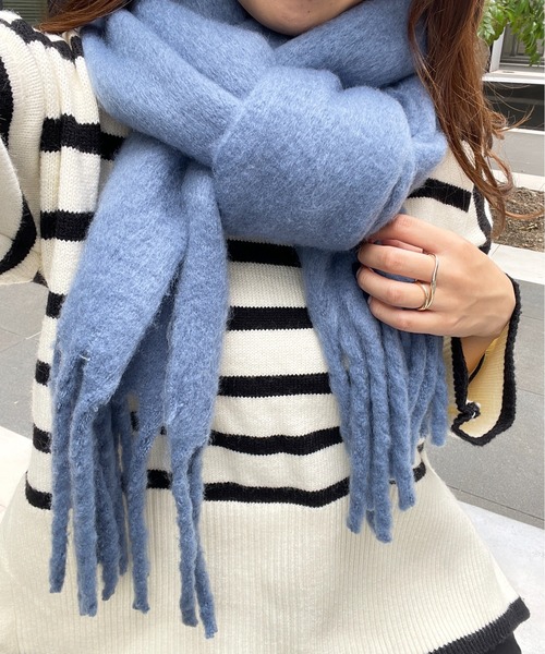 StyleSea（スタイルシー）の「ベーシックボリュームマフラー（マフラー・レディース・アイボリー/ピンクベージュ/ライトベージュ/ブルー/ライトカーキ/ブラウン/ブラック/ミント・MEDIUM）」の21枚目の写真