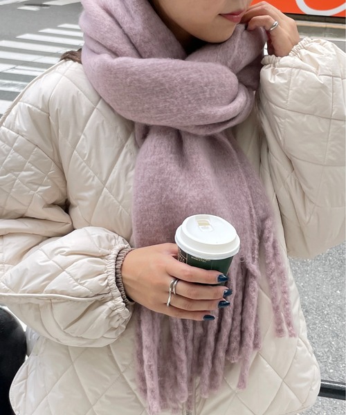 StyleSea（スタイルシー）の「ベーシックボリュームマフラー（マフラー・レディース・アイボリー/ピンクベージュ/ライトベージュ/ブルー/ライトカーキ/ブラウン/ブラック/ミント・MEDIUM）」の16枚目の写真