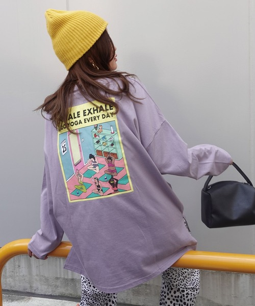 CORNERS(コーナーズ)の「YOGAプリントロンT(Tシャツ/カットソー・レディース・オフホワイト/スミクロ/ライム/ブルー/ラベンダー・FREE)」の5枚目の写真