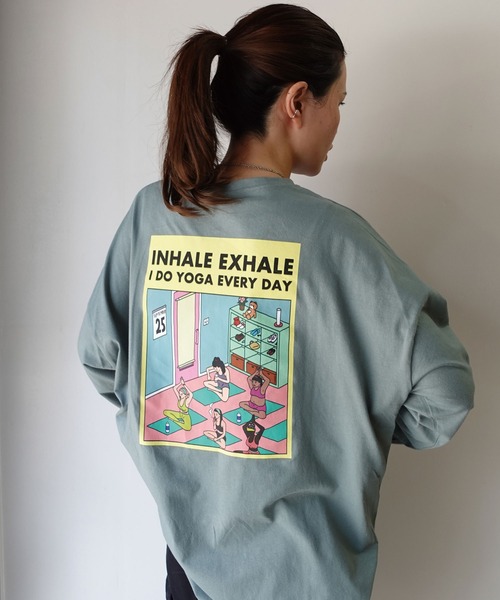 CORNERS(コーナーズ)の「YOGAプリントロンT(Tシャツ/カットソー・レディース・オフホワイト/スミクロ/ライム/ブルー/ラベンダー・FREE)」の12枚目の写真