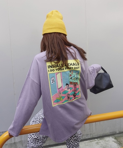 CORNERS(コーナーズ)の「YOGAプリントロンT(Tシャツ/カットソー・レディース・オフホワイト/スミクロ/ライム/ブルー/ラベンダー・FREE)」の15枚目の写真