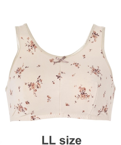 AMPHI（アンフィ）の「【ナイトアップブラ･眠っている間のバストをサポート】花柄プリントLLサイズ(ノンワイヤーナイト用ブラ)（ナイトブラ・レディース・チャコールグレー/ベージュ/ライトピンク/グレイッシュブルー/ライトイエロー/アイボリー/ローズ/バイオレット/クリアグリーン/ピンク/ホワイト/ライトブラウン・LL）」の6枚目の写真