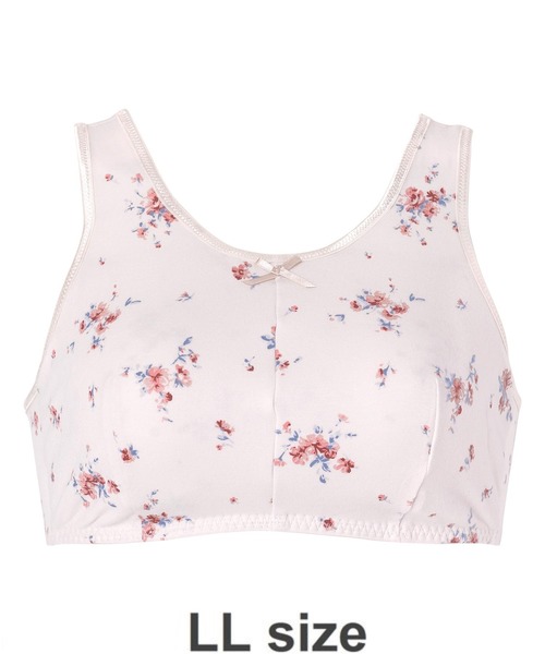 AMPHI（アンフィ）の「【ナイトアップブラ･眠っている間のバストをサポート】花柄プリントLLサイズ(ノンワイヤーナイト用ブラ)（ナイトブラ・レディース・チャコールグレー/ベージュ/ライトピンク/グレイッシュブルー/ライトイエロー/アイボリー/ローズ/バイオレット/クリアグリーン/ピンク/ホワイト/ライトブラウン・LL）」の11枚目の写真