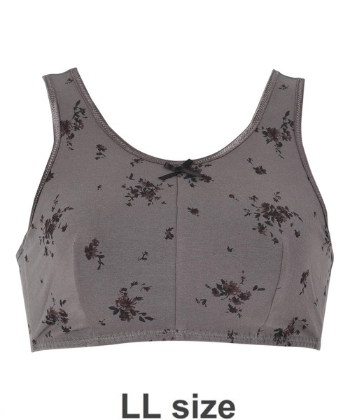 AMPHI（アンフィ）の「【ナイトアップブラ･眠っている間のバストをサポート】花柄プリントLLサイズ(ノンワイヤーナイト用ブラ)（ナイトブラ・レディース・チャコールグレー/ベージュ/ライトピンク/グレイッシュブルー/ライトイエロー/アイボリー/ローズ/バイオレット/クリアグリーン/ピンク/ホワイト/ライトブラウン・LL）」の4枚目の写真