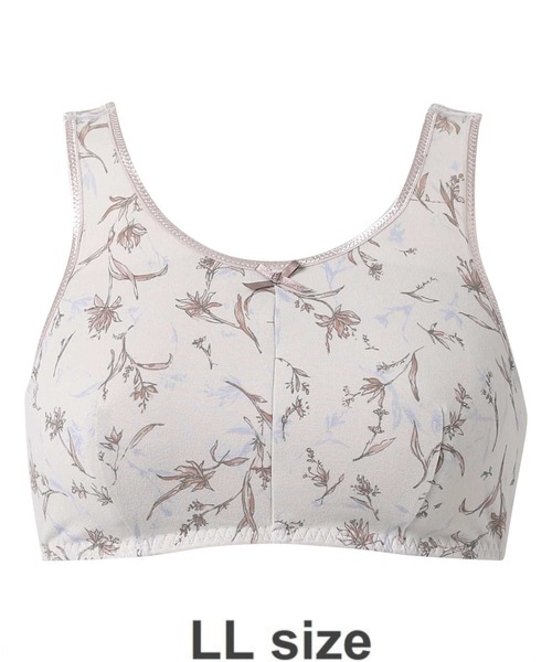 AMPHI（アンフィ）の「【ナイトアップブラ･眠っている間のバストをサポート】花柄プリントLLサイズ(ノンワイヤーナイト用ブラ)（ナイトブラ・レディース・チャコールグレー/ベージュ/ライトピンク/グレイッシュブルー/ライトイエロー/アイボリー/ローズ/バイオレット/クリアグリーン/ピンク/ホワイト/ライトブラウン・LL）」の5枚目の写真