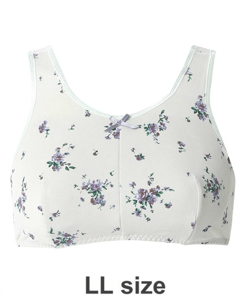 AMPHI（アンフィ）の「【ナイトアップブラ･眠っている間のバストをサポート】花柄プリントLLサイズ(ノンワイヤーナイト用ブラ)（ナイトブラ・レディース・チャコールグレー/ベージュ/ライトピンク/グレイッシュブルー/ライトイエロー/アイボリー/ローズ/バイオレット/クリアグリーン/ピンク/ホワイト/ライトブラウン・LL）」の19枚目の写真