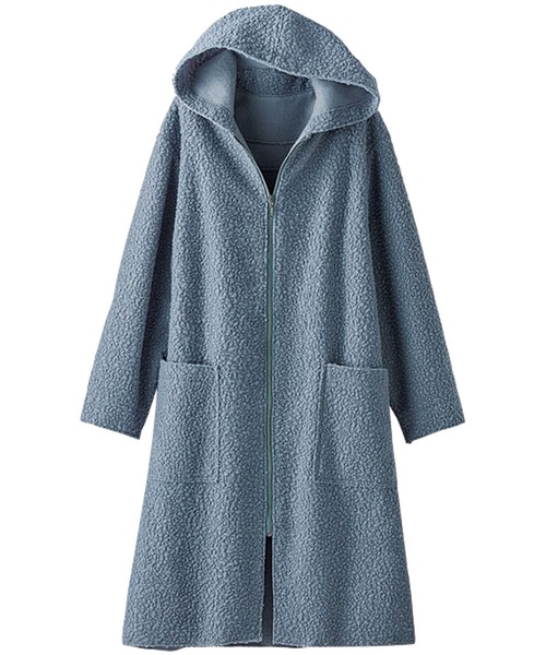 BELLUNA PLUS(ベルーナ)の「ブークレー素材フードコーディガン(カーディガン/ボレロ・レディース・サックスブルー/モカ/グレイッシュベージュ・MEDIUM/LARGE/X-LARGE)」の6枚目の写真