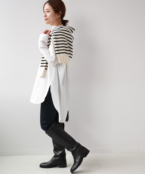 JOURNAL STANDARD relume（ジャーナルスタンダード　レリューム）の「コットンブザムシャツブラウス（シャツ/ブラウス・レディース・ホワイト/ブルー系その他・FREE）」の3枚目の写真