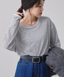 CIAOPANIC TYPY（チャオパニックティピー）の「【WEB限定】ボーダーサイドスリットシアートップス（Tシャツ/カットソー）」