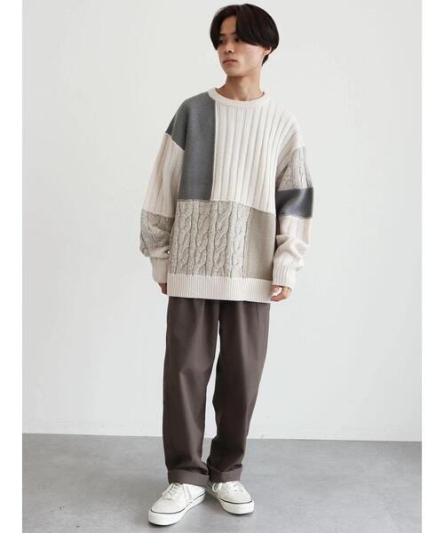 CRAFT STANDARD BOUTIQUE（クラフトスタンダードブティック）の「切り替えケーブルニット（ニット/セーター・メンズ・アイボリー/ブラック/杢グレー・L/LL/M）」の10枚目の写真