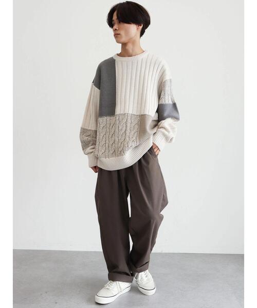 CRAFT STANDARD BOUTIQUE（クラフトスタンダードブティック）の「切り替えケーブルニット（ニット/セーター・メンズ・アイボリー/ブラック/杢グレー・L/LL/M）」の11枚目の写真