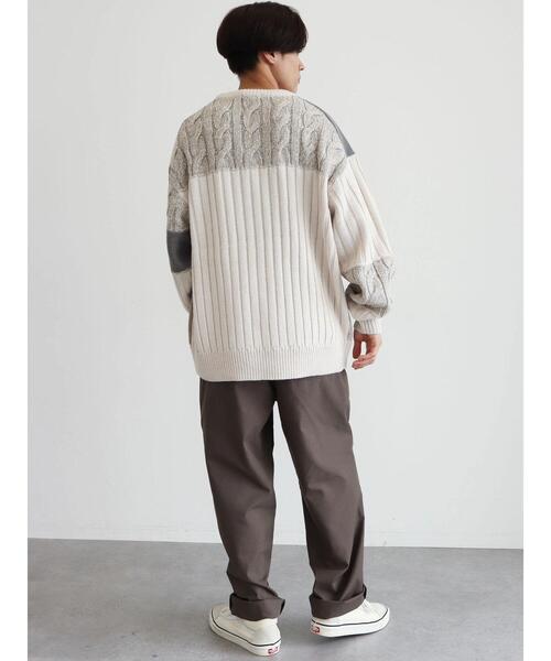 CRAFT STANDARD BOUTIQUE（クラフトスタンダードブティック）の「切り替えケーブルニット（ニット/セーター・メンズ・アイボリー/ブラック/杢グレー・L/LL/M）」の14枚目の写真