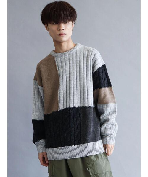 CRAFT STANDARD BOUTIQUE（クラフトスタンダードブティック）の「切り替えケーブルニット（ニット/セーター・メンズ・アイボリー/ブラック/杢グレー・L/LL/M）」の15枚目の写真