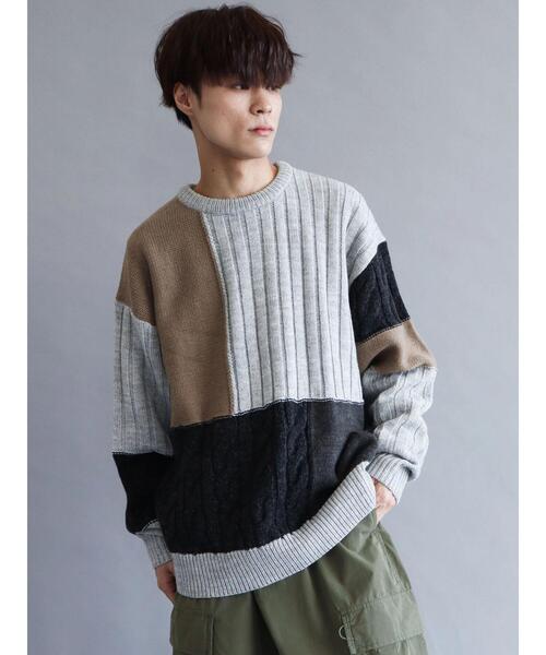 CRAFT STANDARD BOUTIQUE（クラフトスタンダードブティック）の「切り替えケーブルニット（ニット/セーター・メンズ・アイボリー/ブラック/杢グレー・L/LL/M）」の16枚目の写真