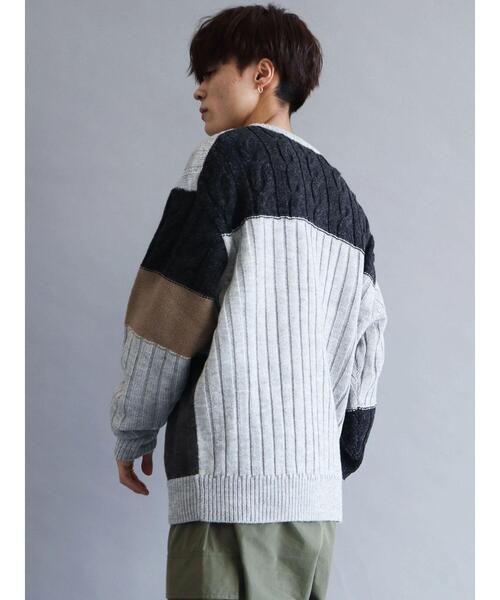CRAFT STANDARD BOUTIQUE（クラフトスタンダードブティック）の「切り替えケーブルニット（ニット/セーター・メンズ・アイボリー/ブラック/杢グレー・L/LL/M）」の18枚目の写真