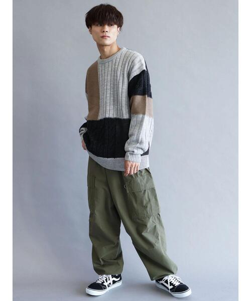 CRAFT STANDARD BOUTIQUE（クラフトスタンダードブティック）の「切り替えケーブルニット（ニット/セーター・メンズ・アイボリー/ブラック/杢グレー・L/LL/M）」の20枚目の写真