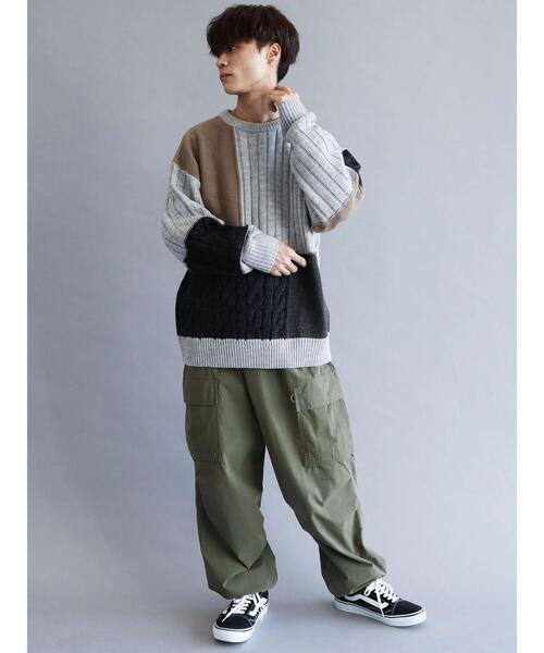 CRAFT STANDARD BOUTIQUE（クラフトスタンダードブティック）の「切り替えケーブルニット（ニット/セーター・メンズ・アイボリー/ブラック/杢グレー・L/LL/M）」の21枚目の写真