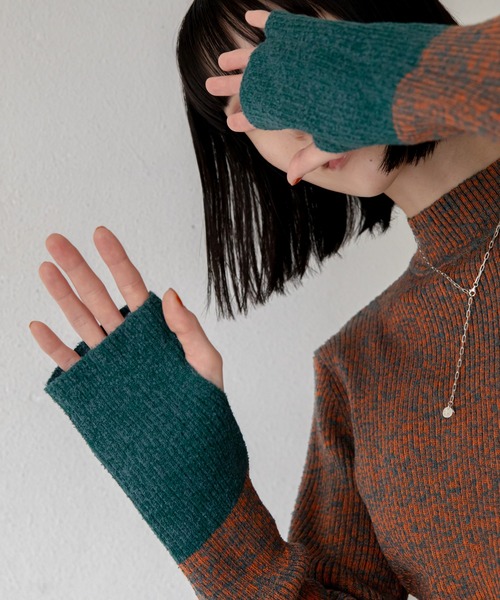 nagonstans バイカラーニット　カーキ　配色　リブ　enfold nagonstans バイカラーニット カーキ 配色 リブ enfold nagonstans